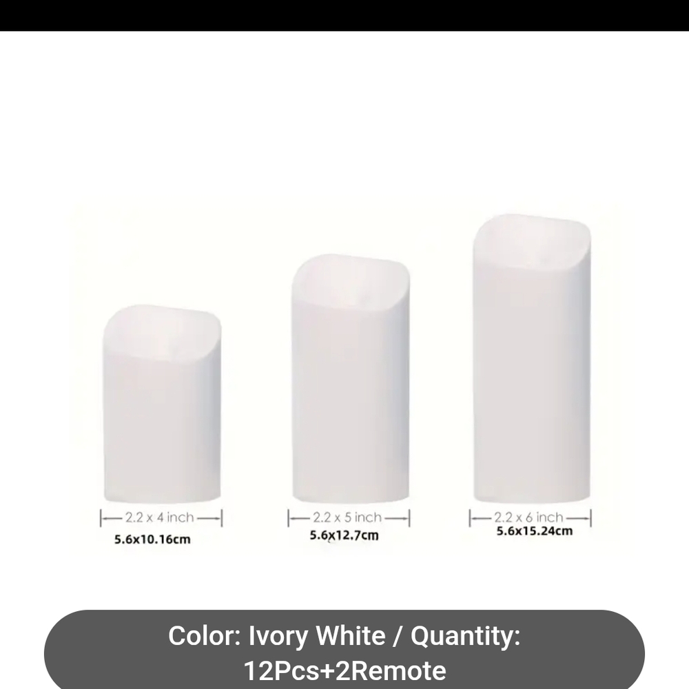 COPY - 12 Piece Ivory LED Candle Set with Remote